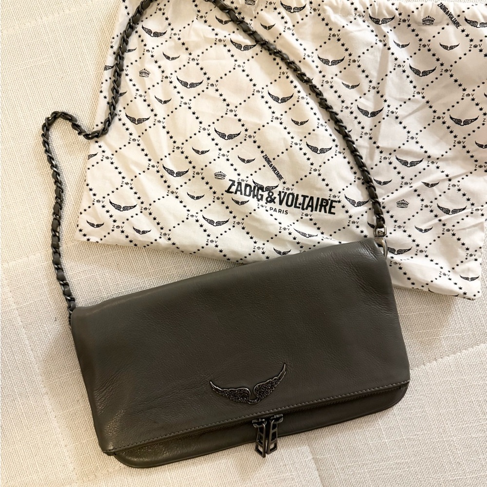 Zadig & Voltaire Rock Clutch - leather, concrete color